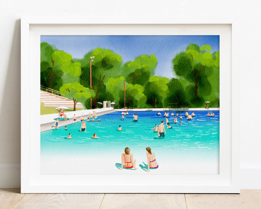 Austin art print deep eddy pool