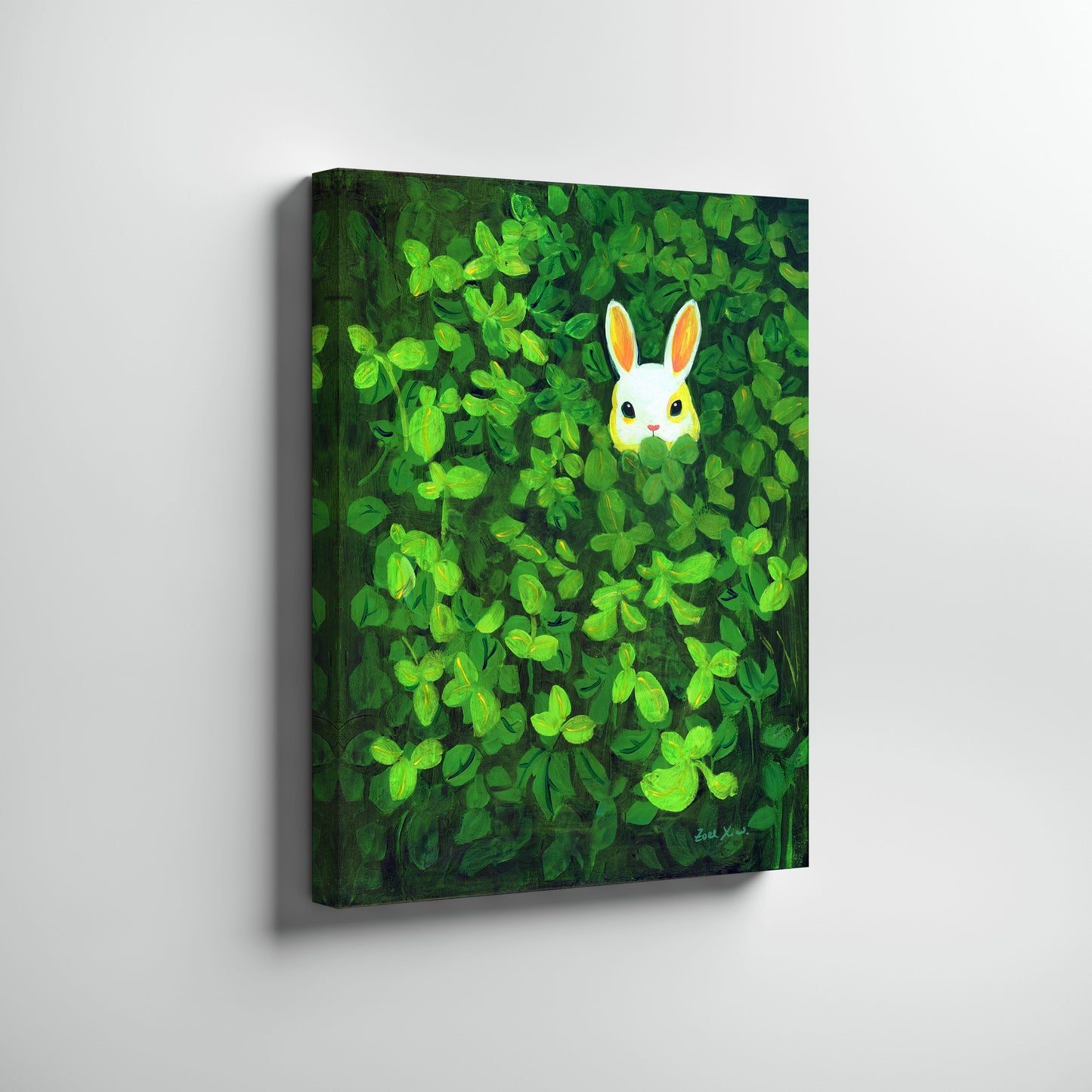 Cute Rabbit Art Print "Little Hiding Bunny"