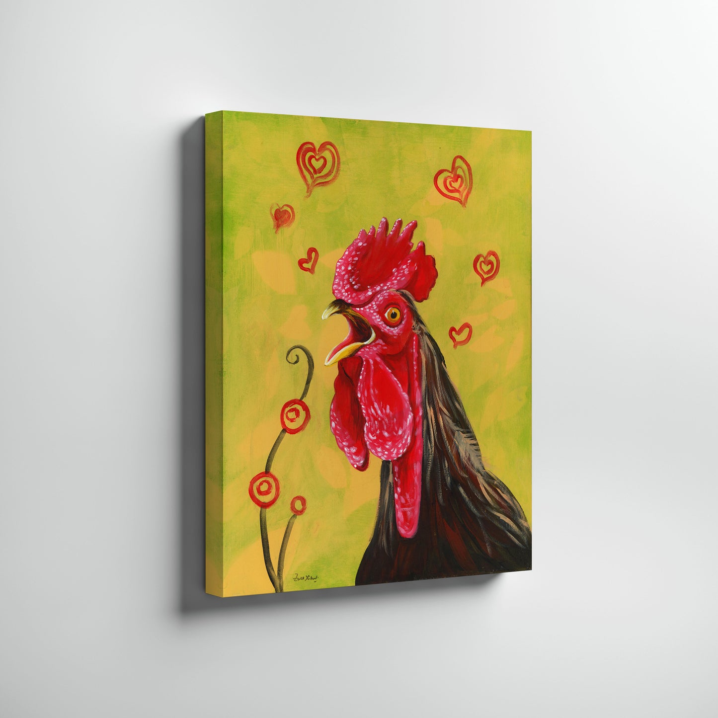 Funny Rooster Art Print "Love At First Sight"