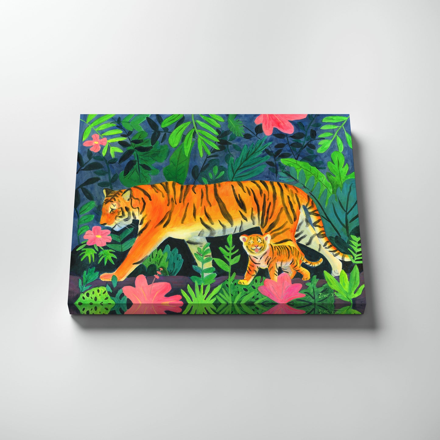 Cute Tiger Art Print "Walk With Mama Tiger"