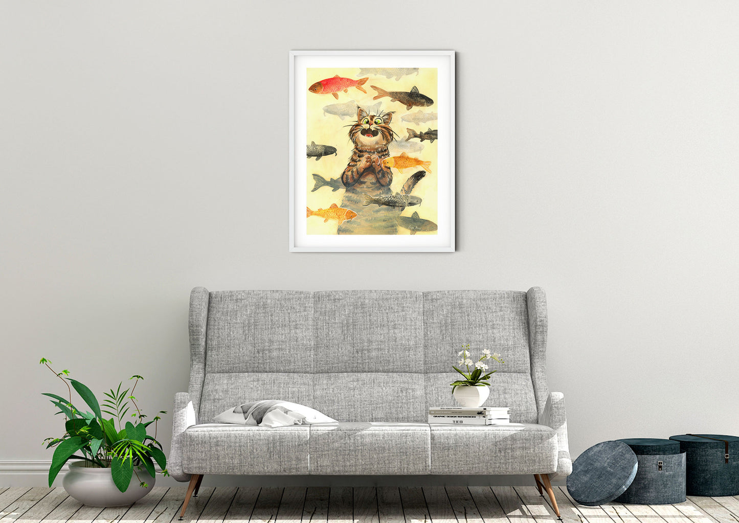 Cute Cat Art Print "A Cat's Dream"