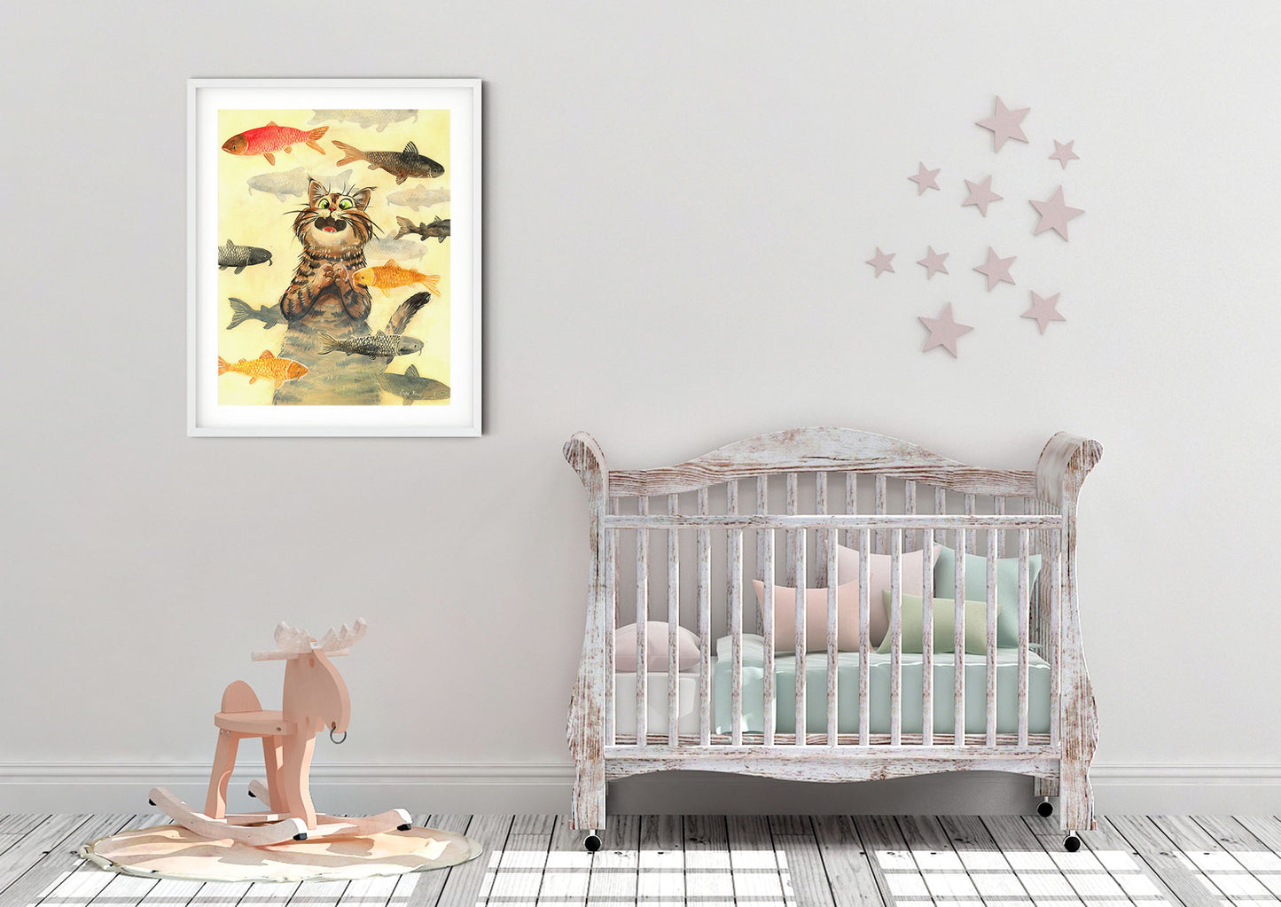 Cute Cat Art Print "A Cat's Dream"