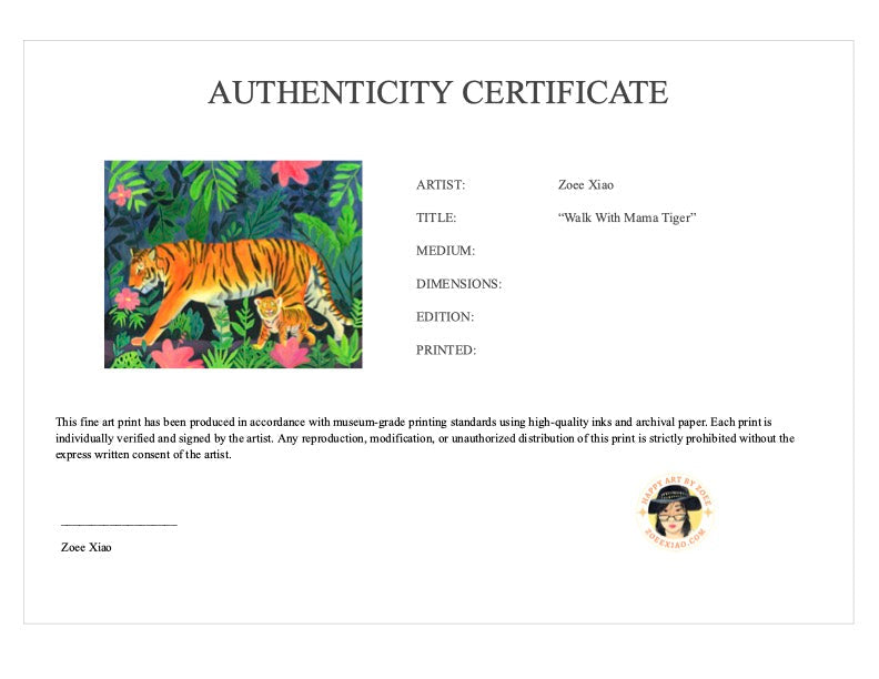 Limited Edition Art Print "Walk With Mama Tiger"