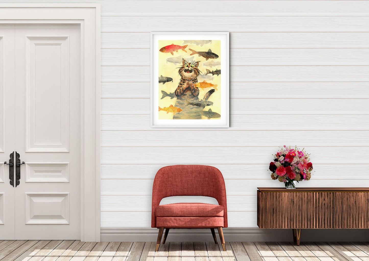 Cute Cat Art Print "A Cat's Dream"