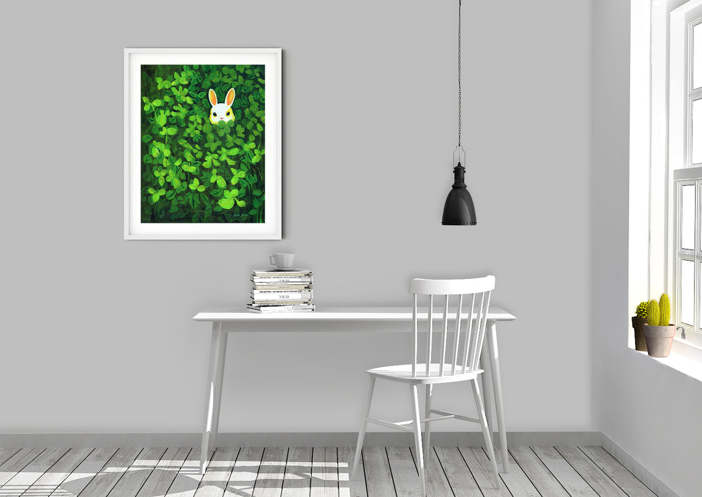 cute rabbit wall art print