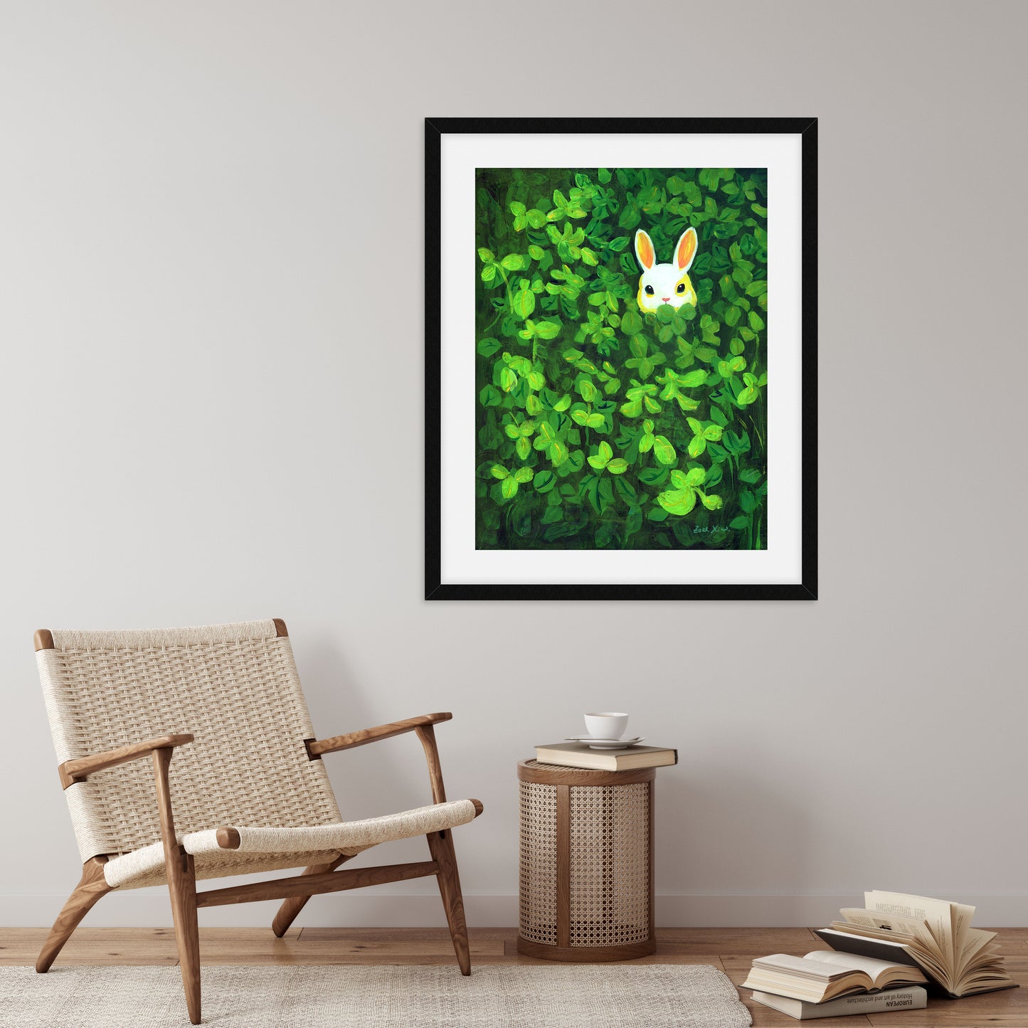 cute rabbit wall art print