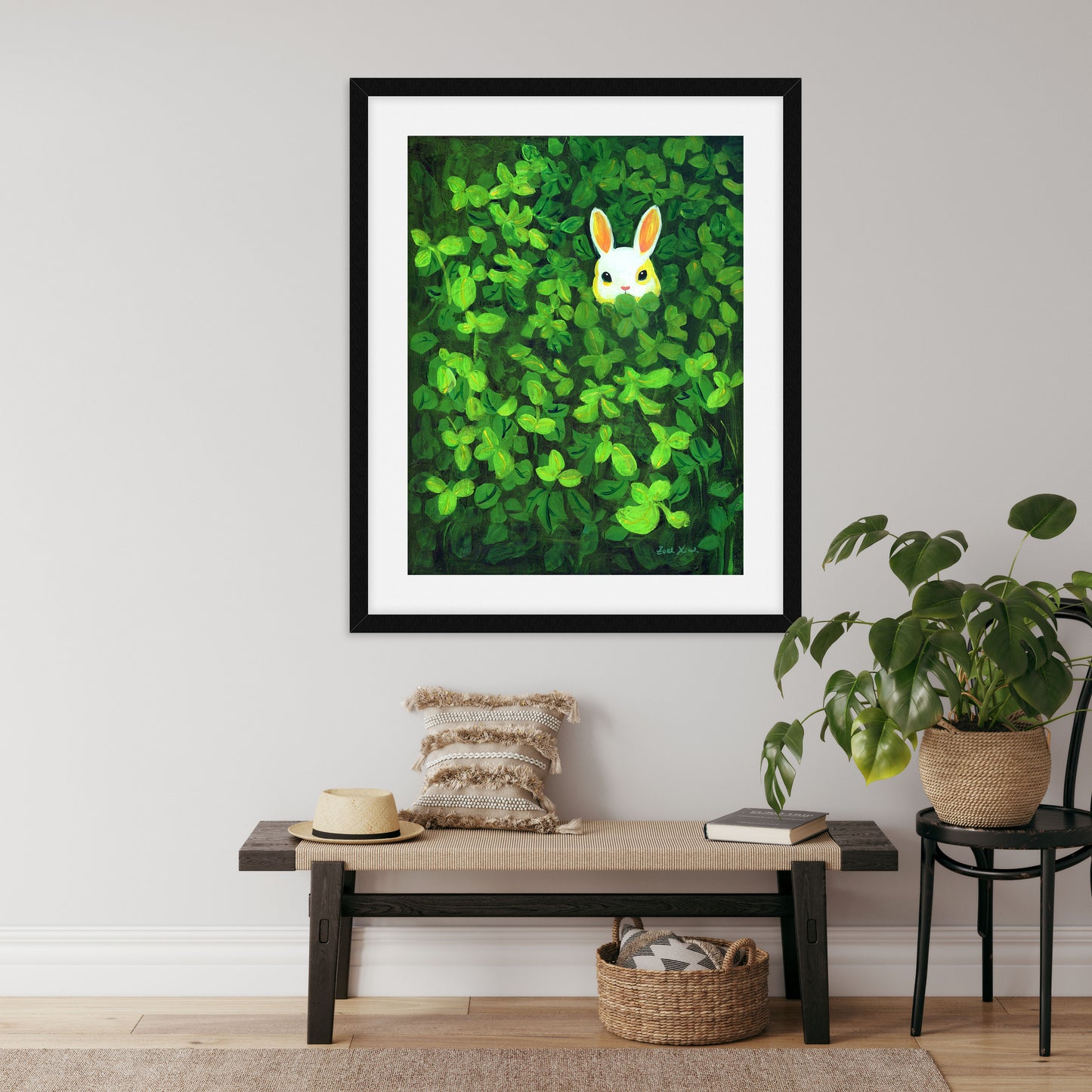 cute rabbit wall art print