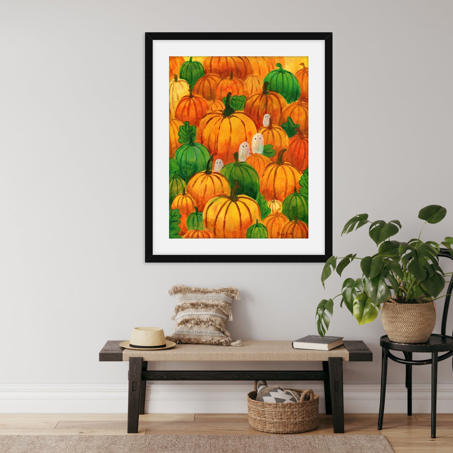 Halloween Pumpkin Ghosts Art Print