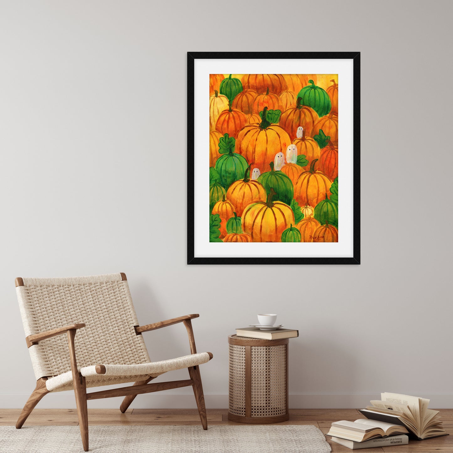 Halloween Pumpkin Ghosts Art Print