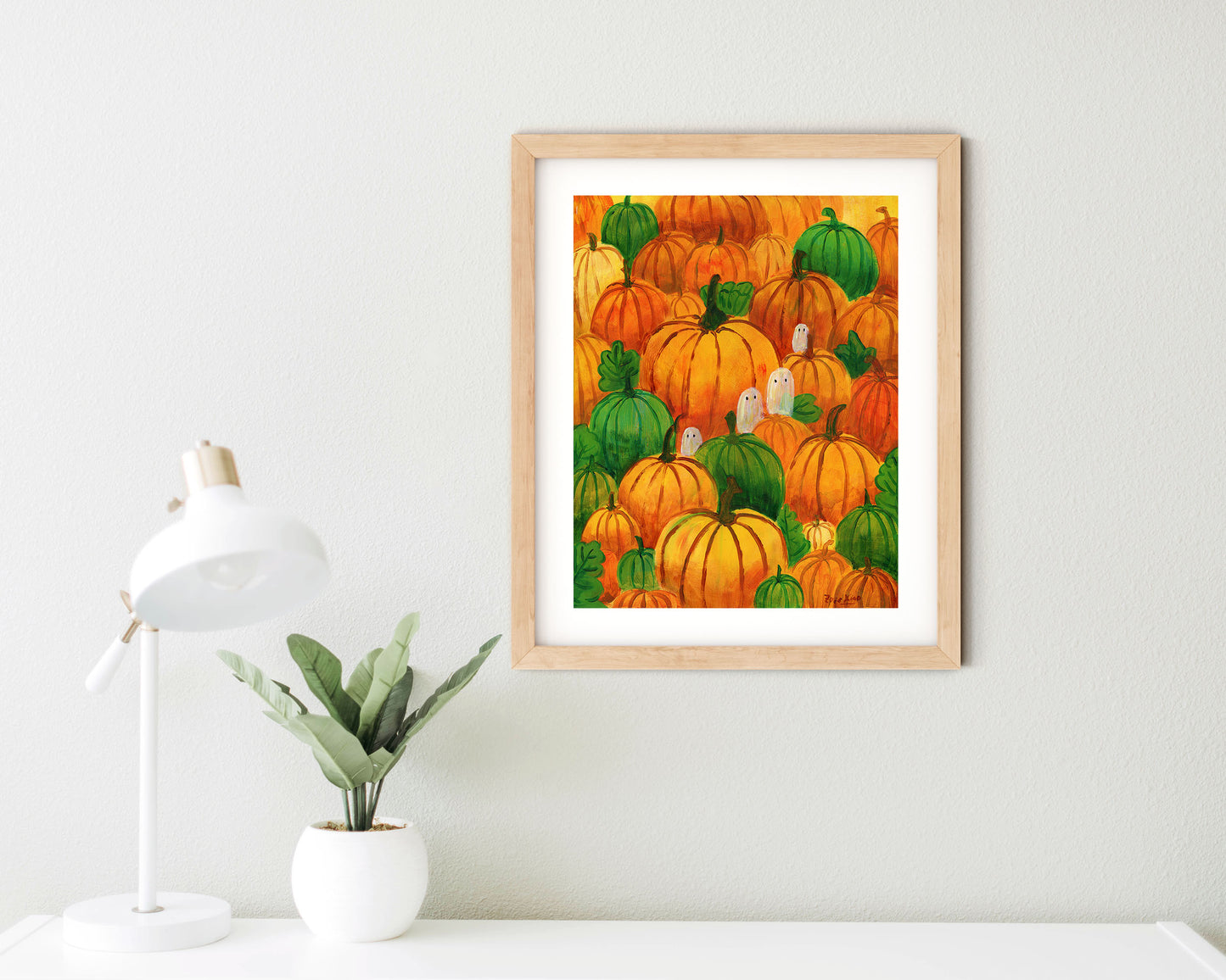 Halloween Pumpkin Ghosts Art Print