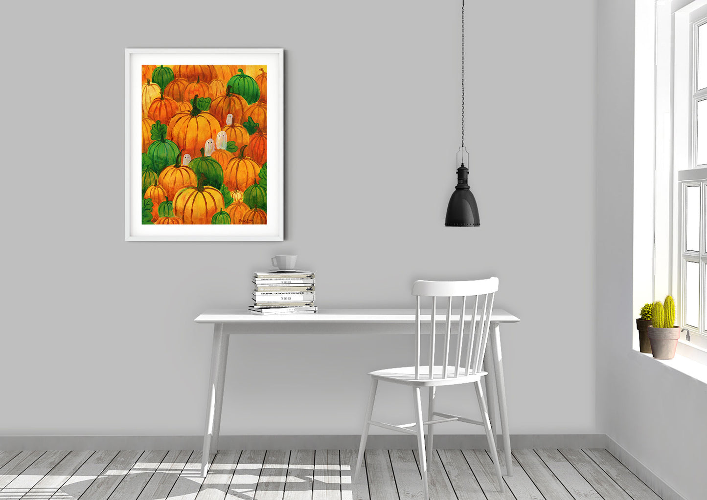 Halloween Pumpkin Ghosts Art Print