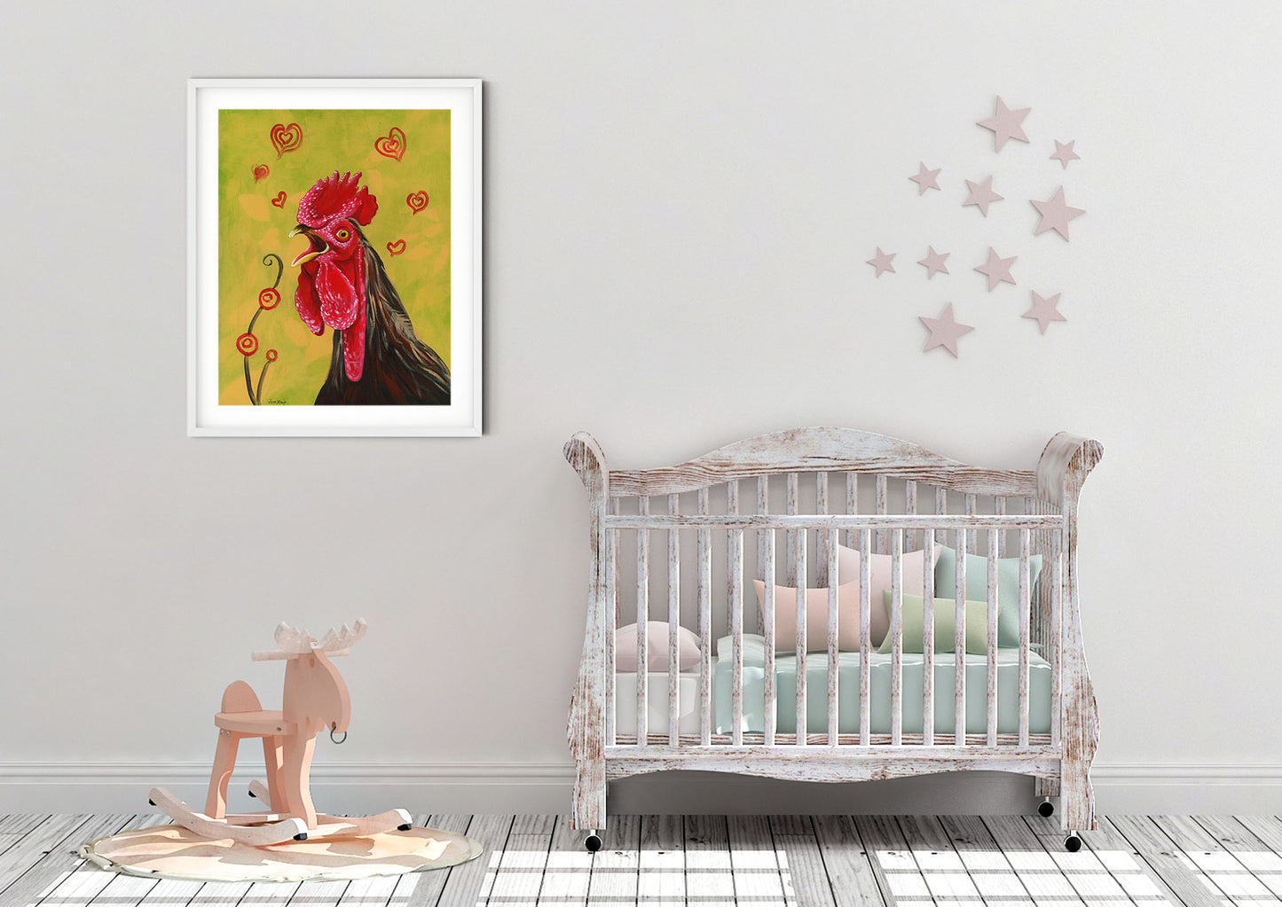 funny rooster wall art print