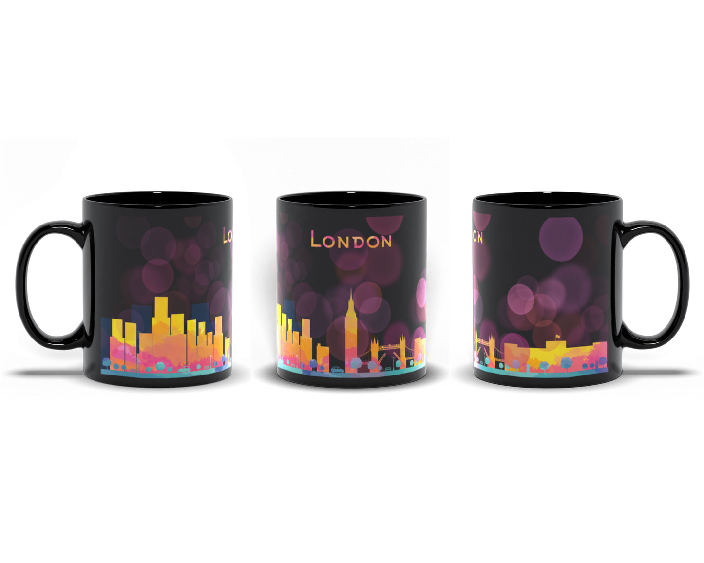 London skyline black coffee mug