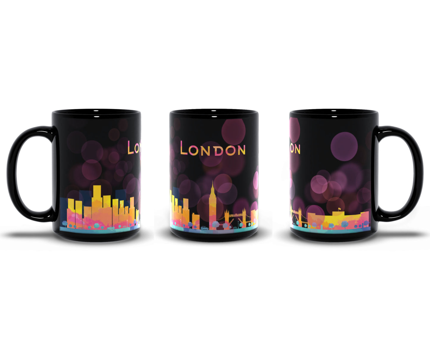 London skyline black coffee mug