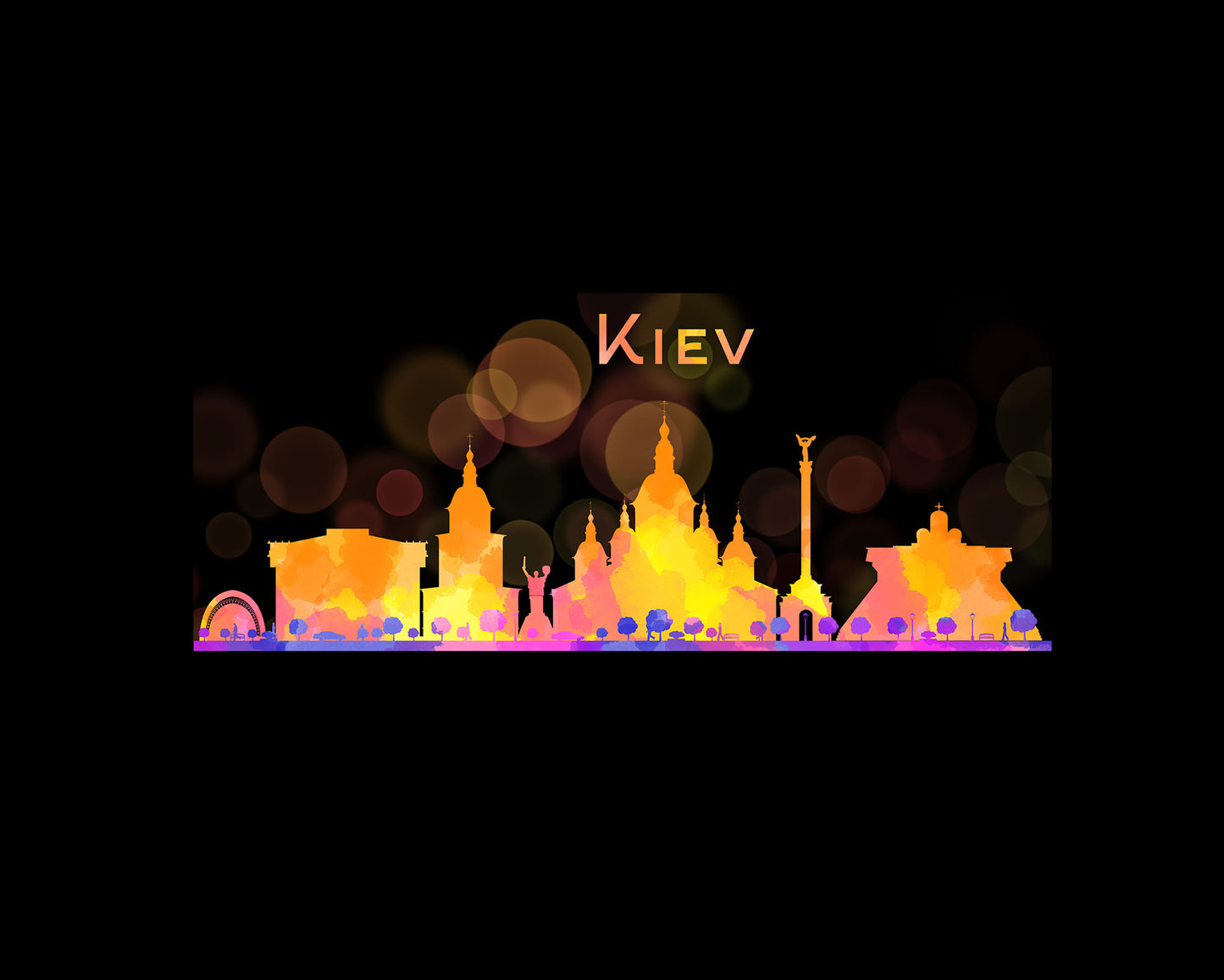 Kiev Skyline Black Coffee Mug