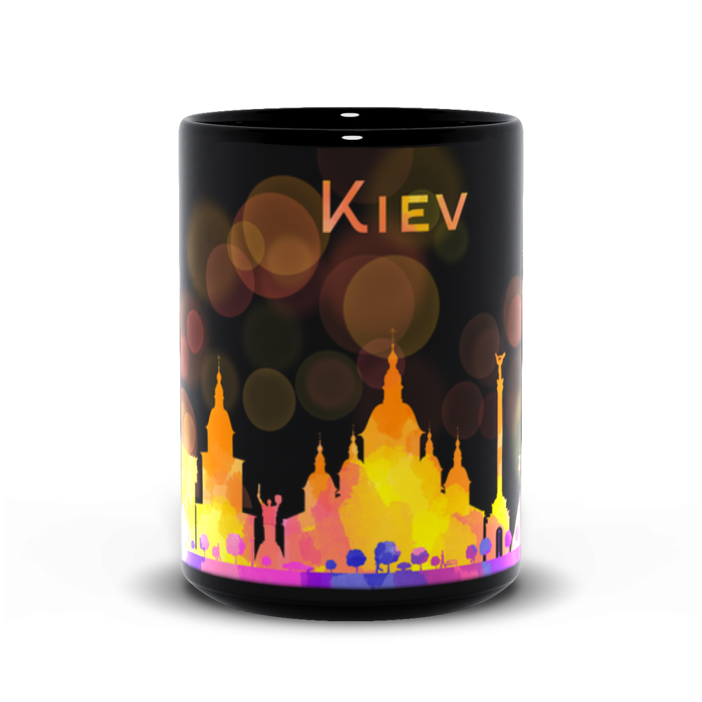 Kiev Skyline Black Coffee Mug