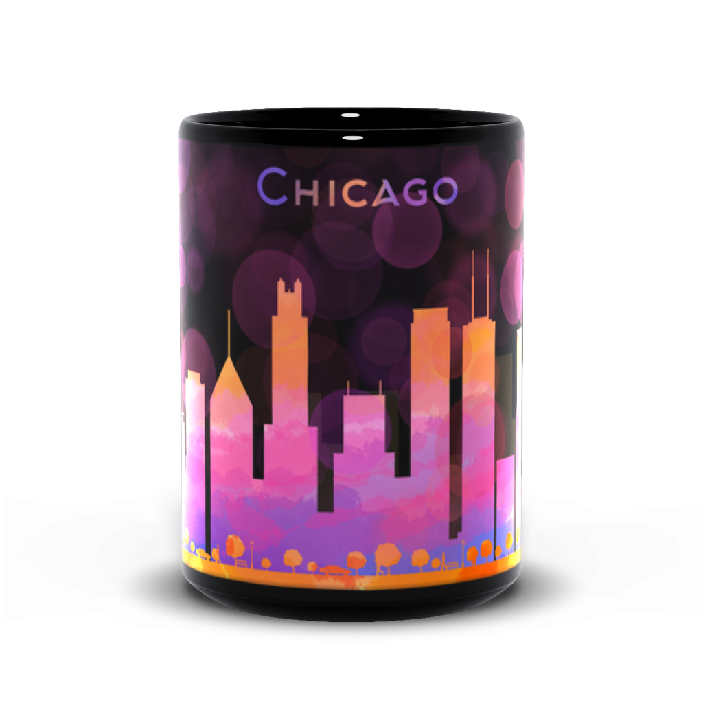Chicago Skyline Black Coffee Mug