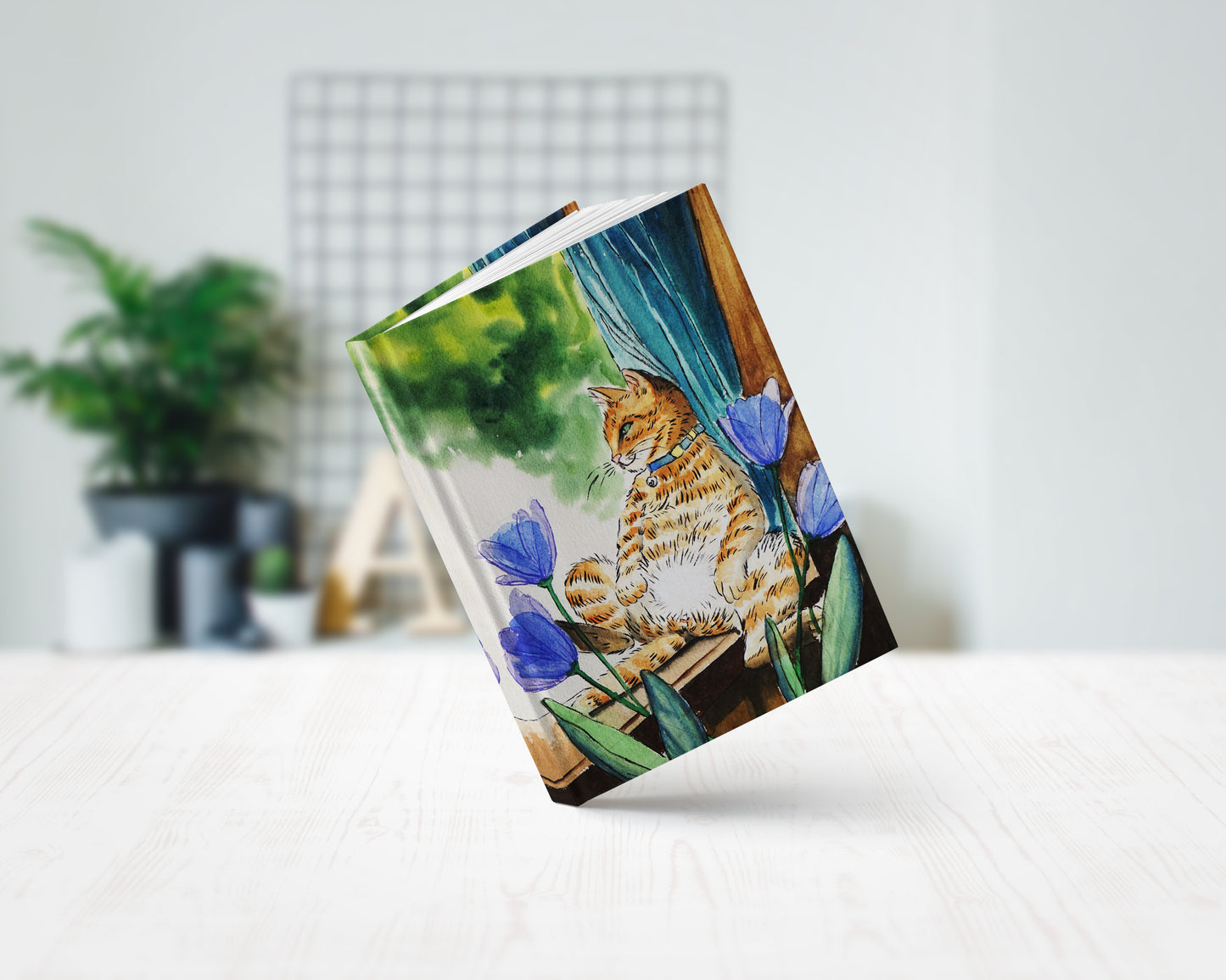 cat art hardcover journal notebook lined