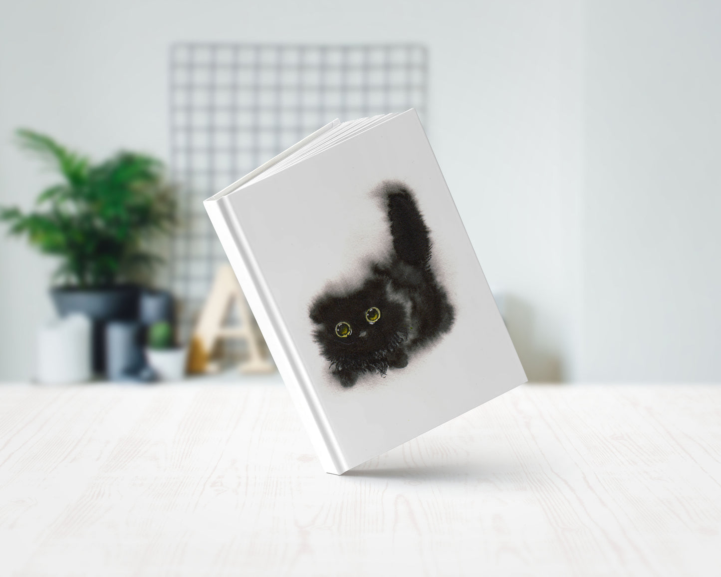 black cat art hardcover journal notebook lined