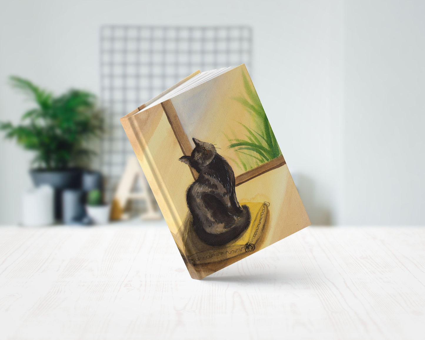 black cat art hardcover journal notebook lined