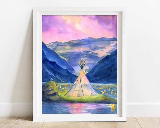 Glacier Camping Art Print "Enchanted Site"