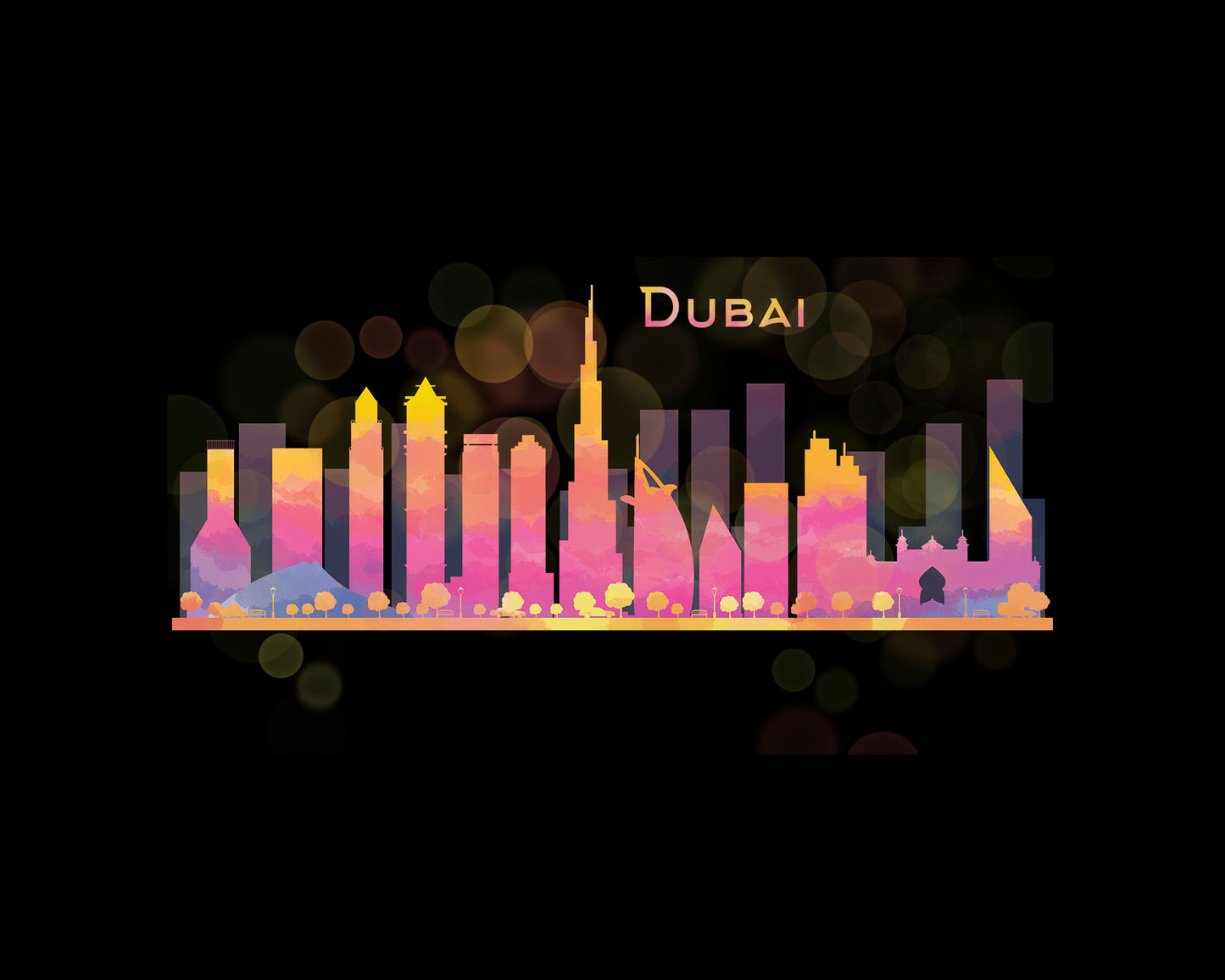 Dubai Skyline Black Coffee Mug