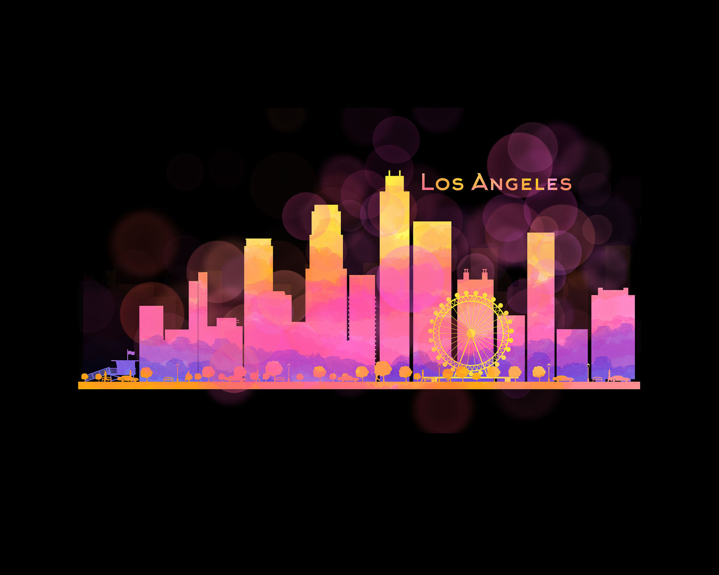 Los Angeles Skyline Black Coffee Mug