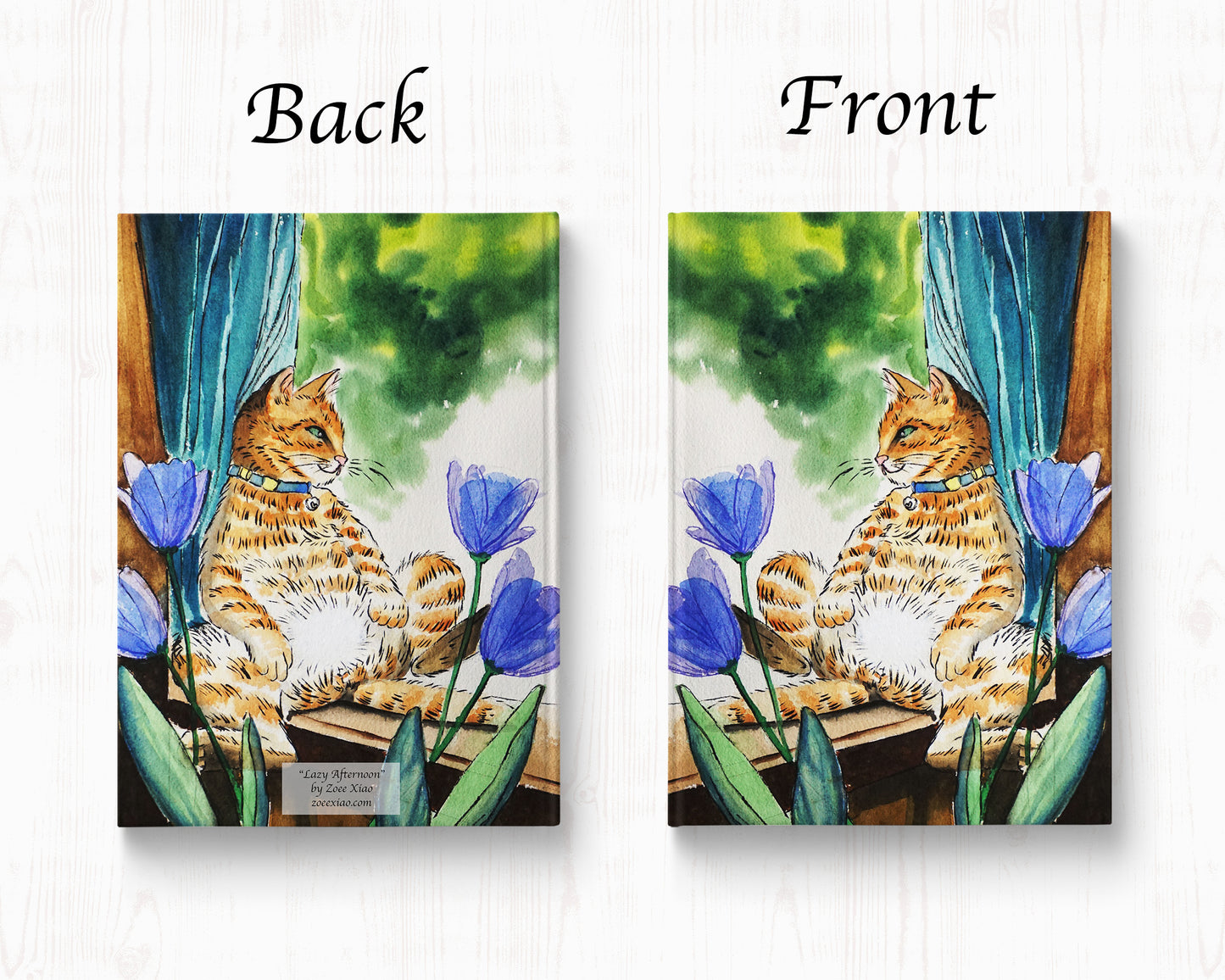 cat art hardcover journal notebook lined
