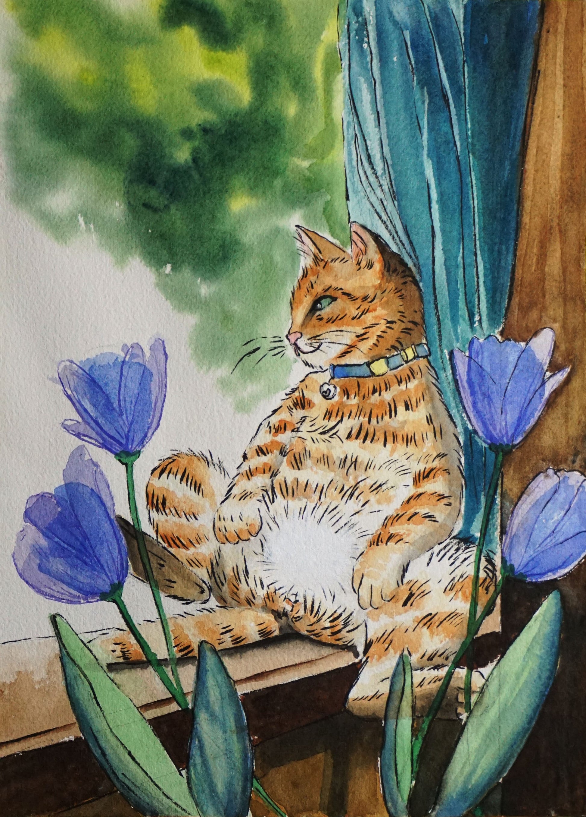 custom pet portrait watercolor hand painted