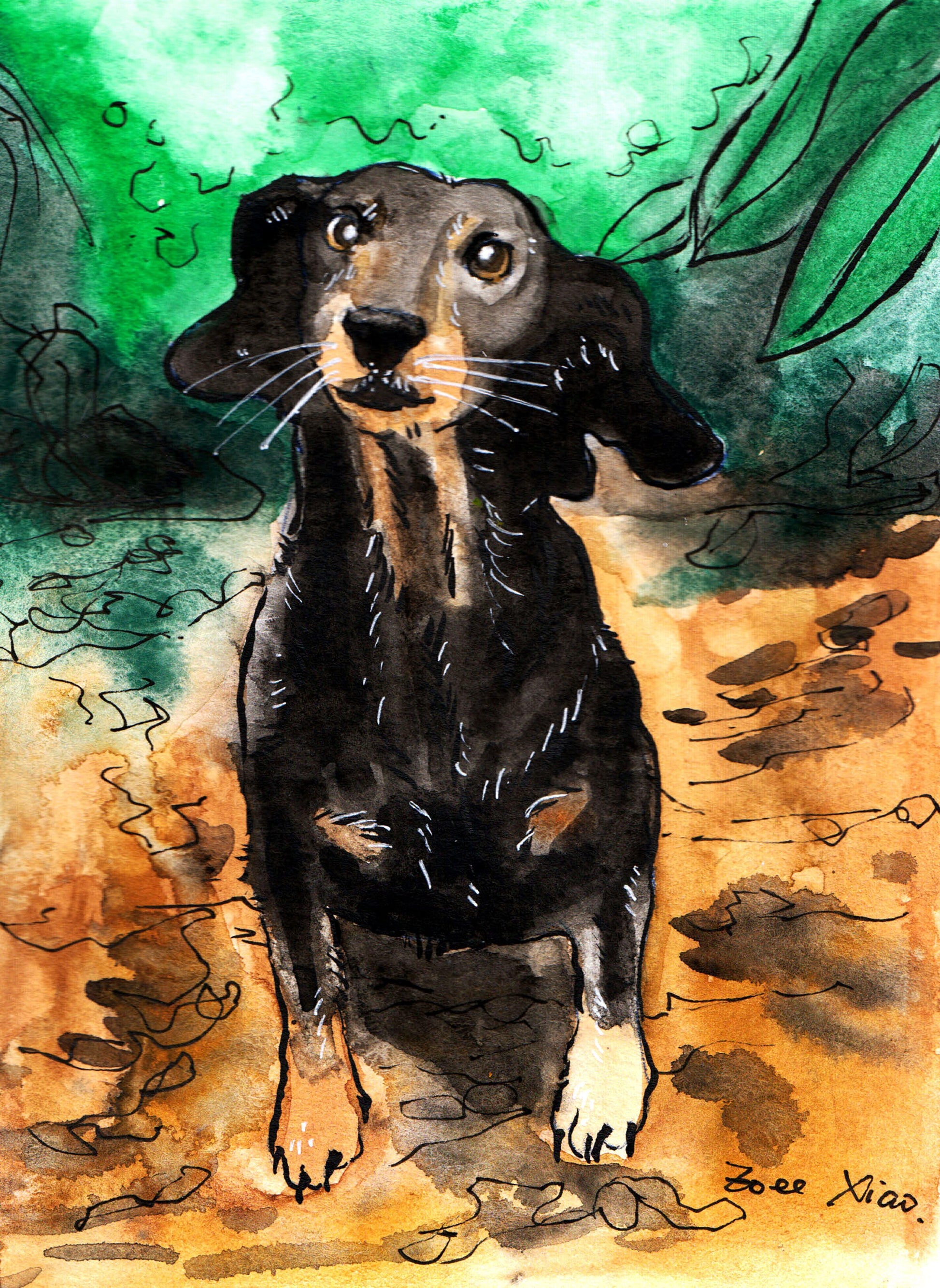custom pet portrait watercolor hand painted