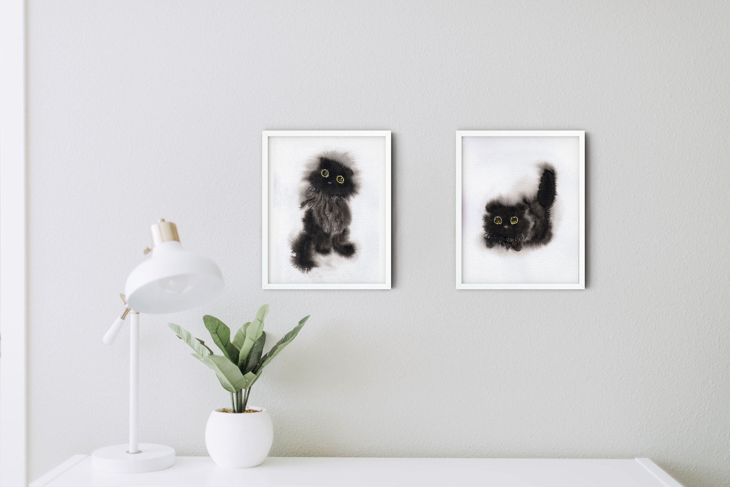 Black Cat Art Print Set of 2