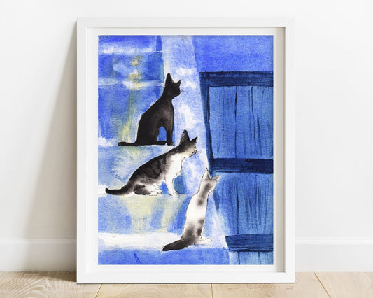 Cat Art Print "Curious Buddies"