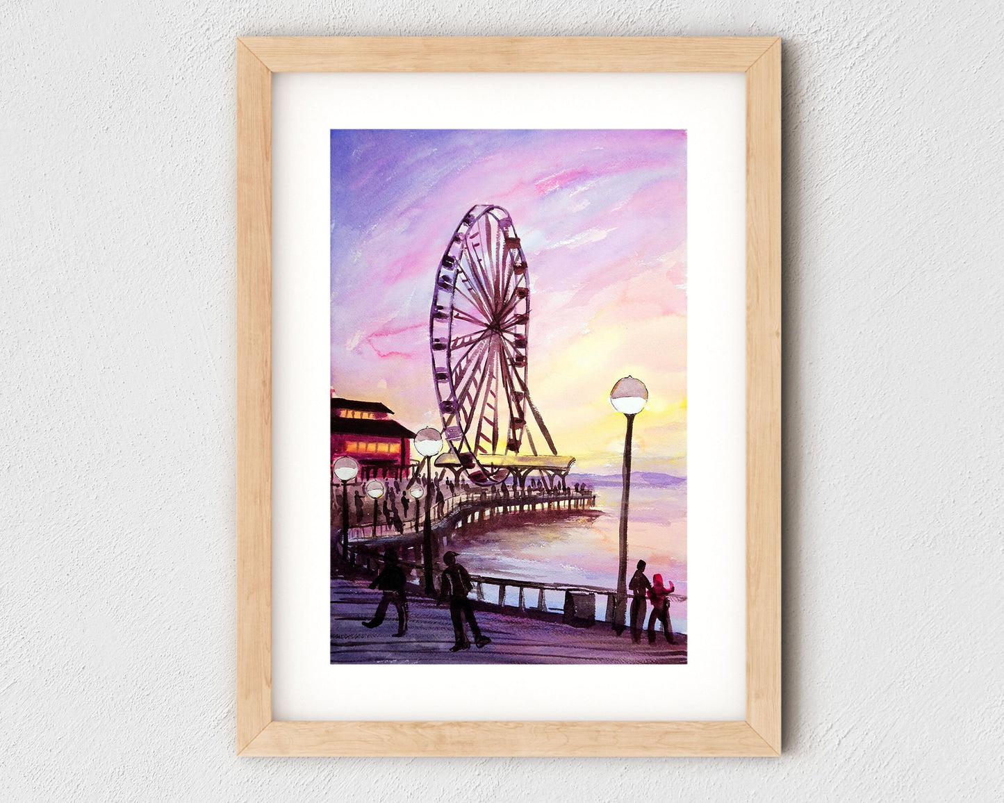 Seattle art print, waterfront park sunset