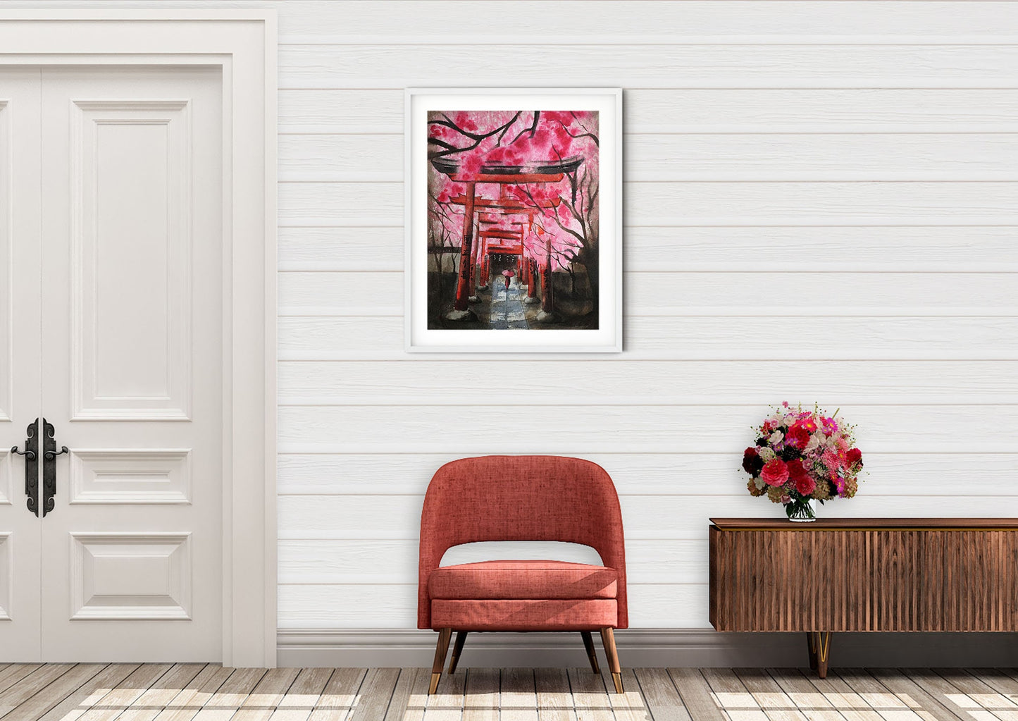 Japanese cherry blossom art print