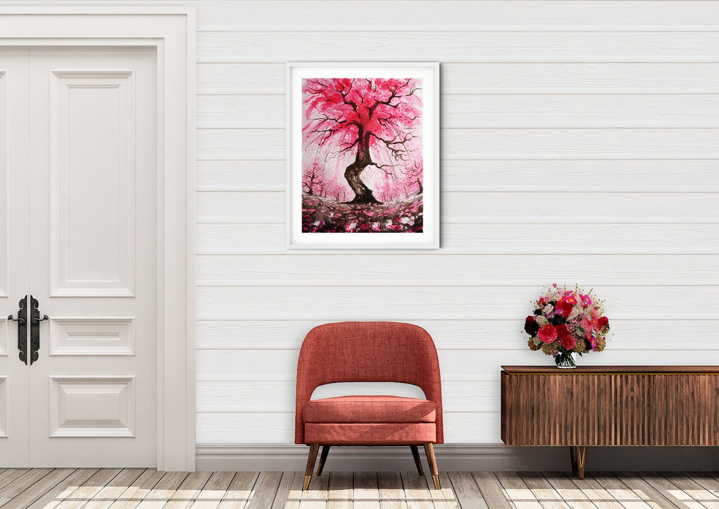Japanese cherry tree blossom art