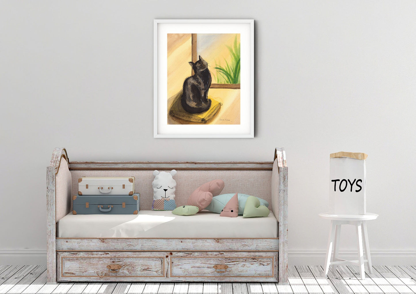 Black Cat Art Print "Oh! Sunshine"