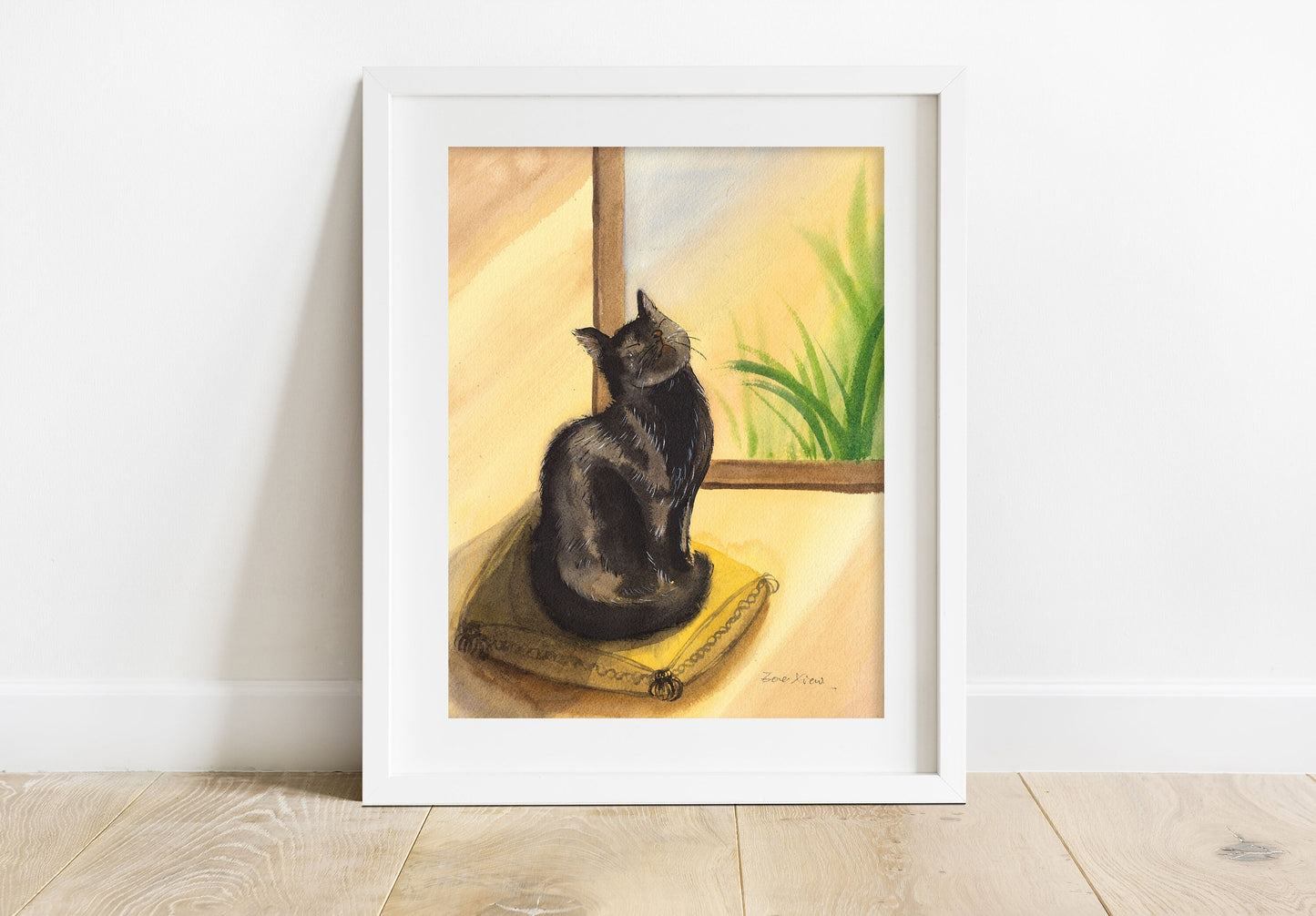 Black Cat Art Print "Oh! Sunshine"