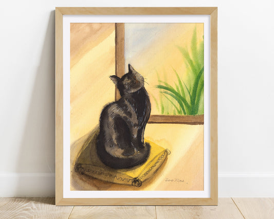 Black Cat Art Print "Oh! Sunshine"