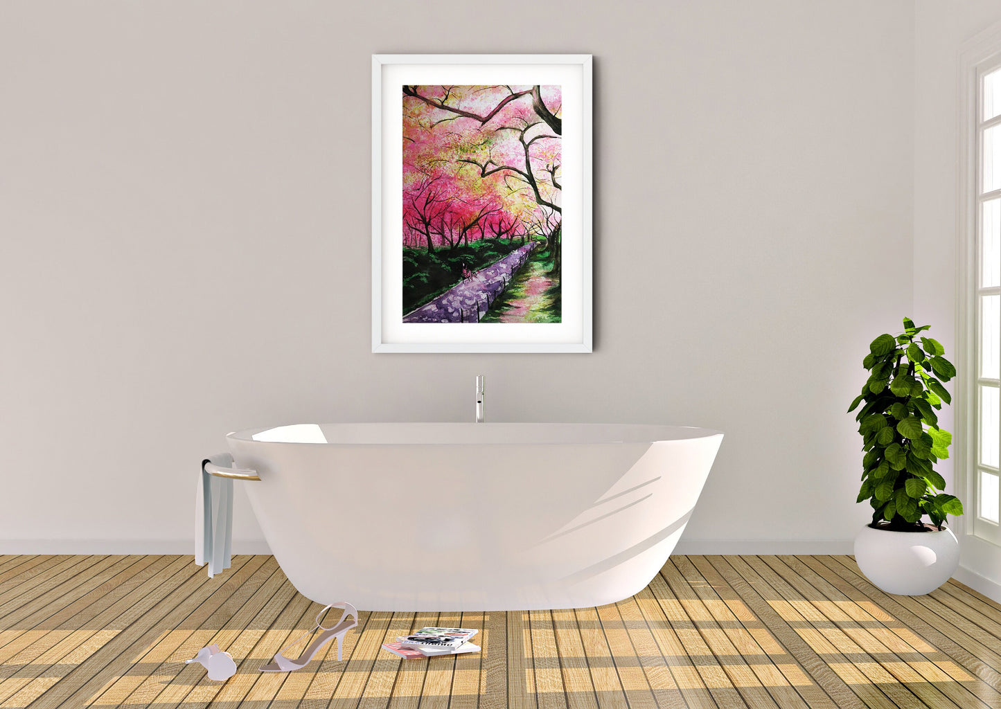 New York cherry blossom art print