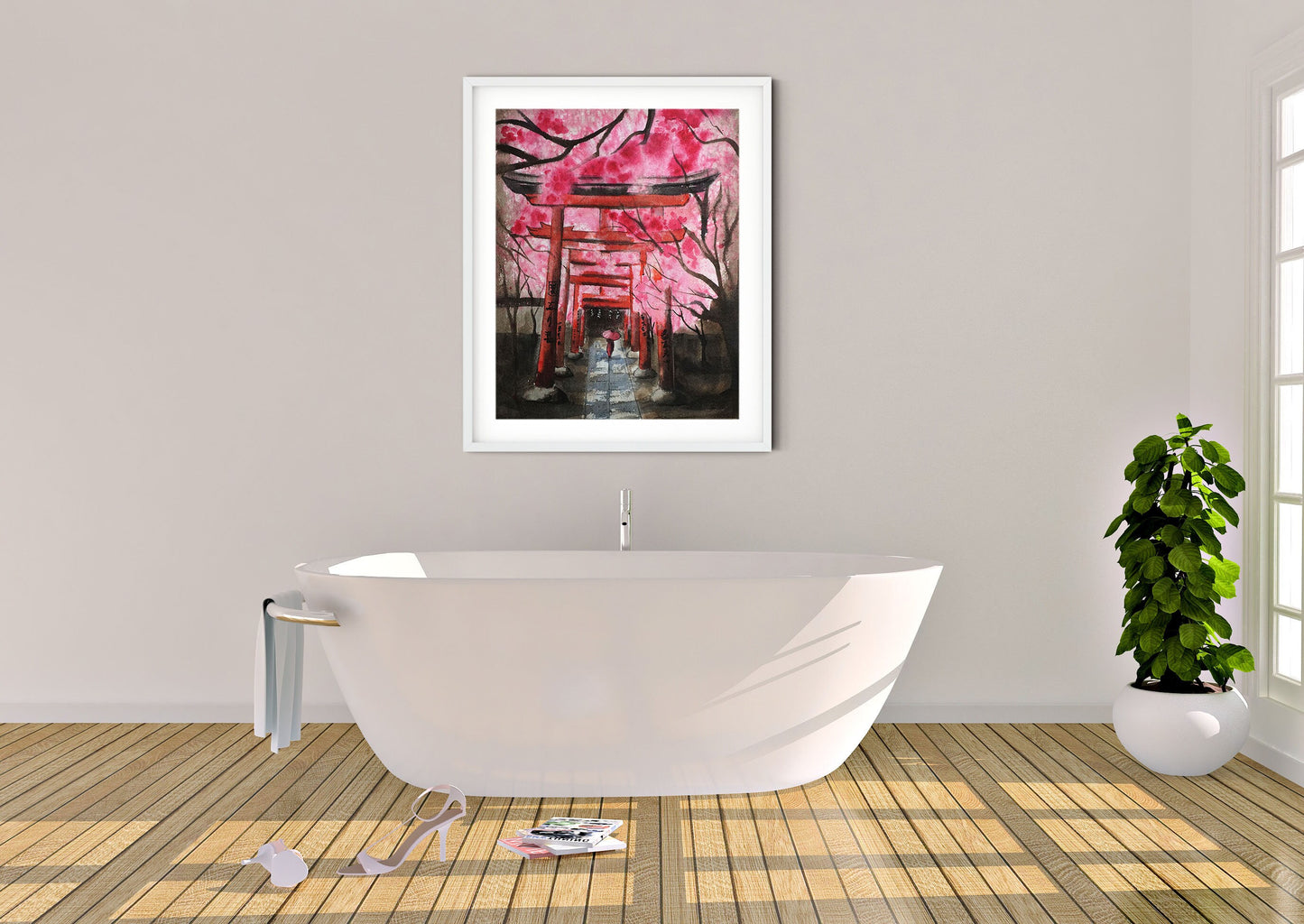 Japanese cherry blossom art print