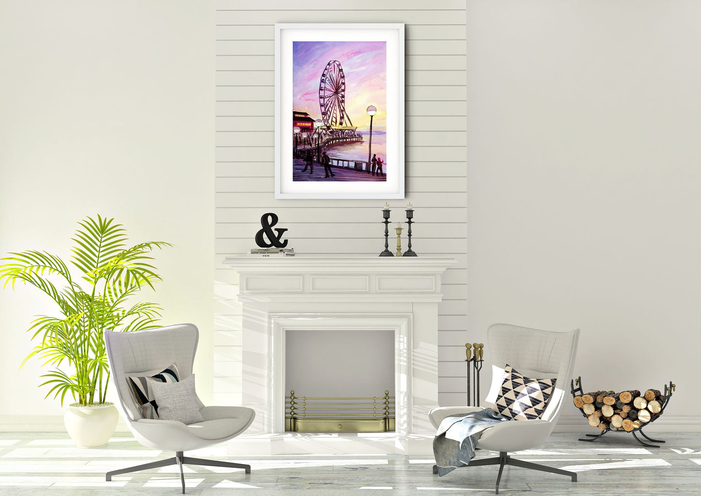 Seattle art print, waterfront park sunset