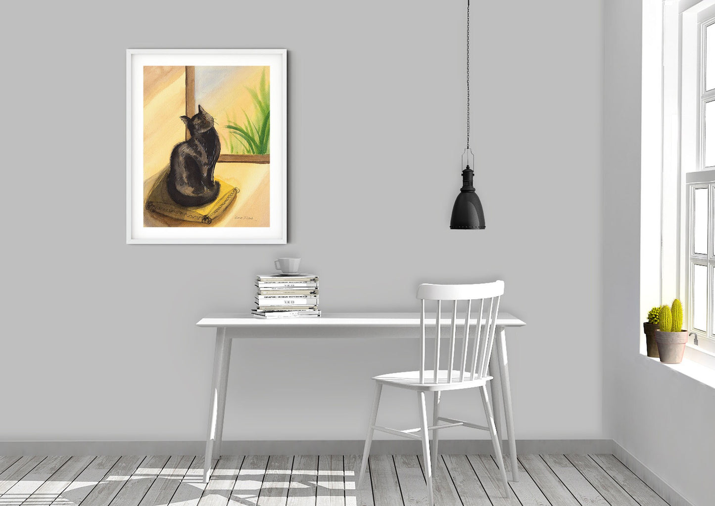 Black Cat Art Print "Oh! Sunshine"