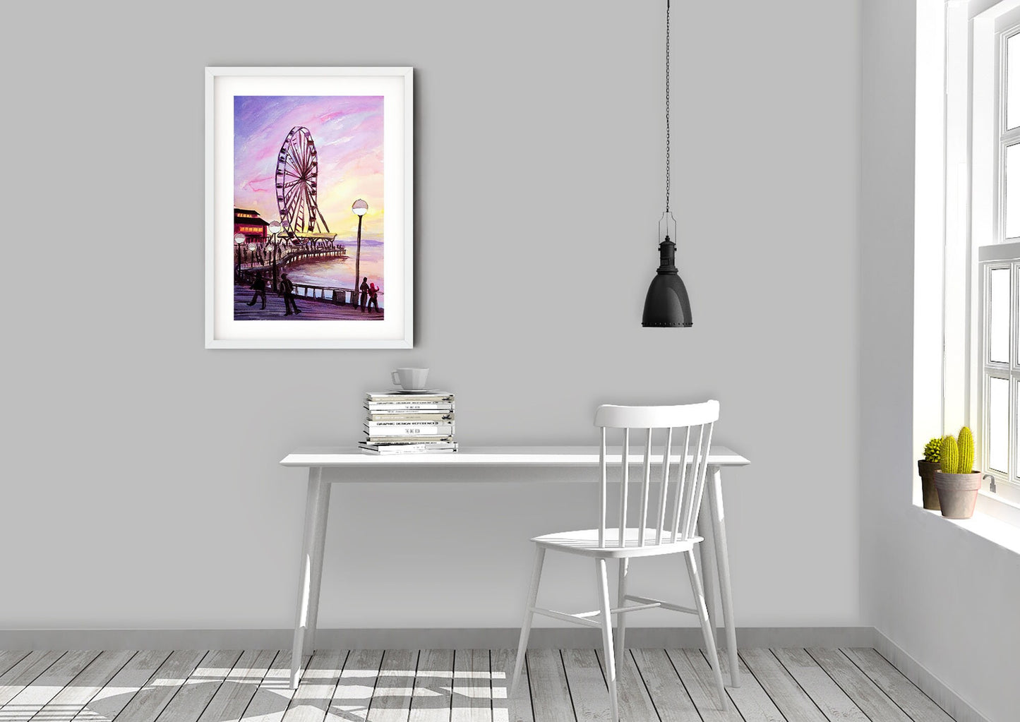 Seattle art print, waterfront park sunset