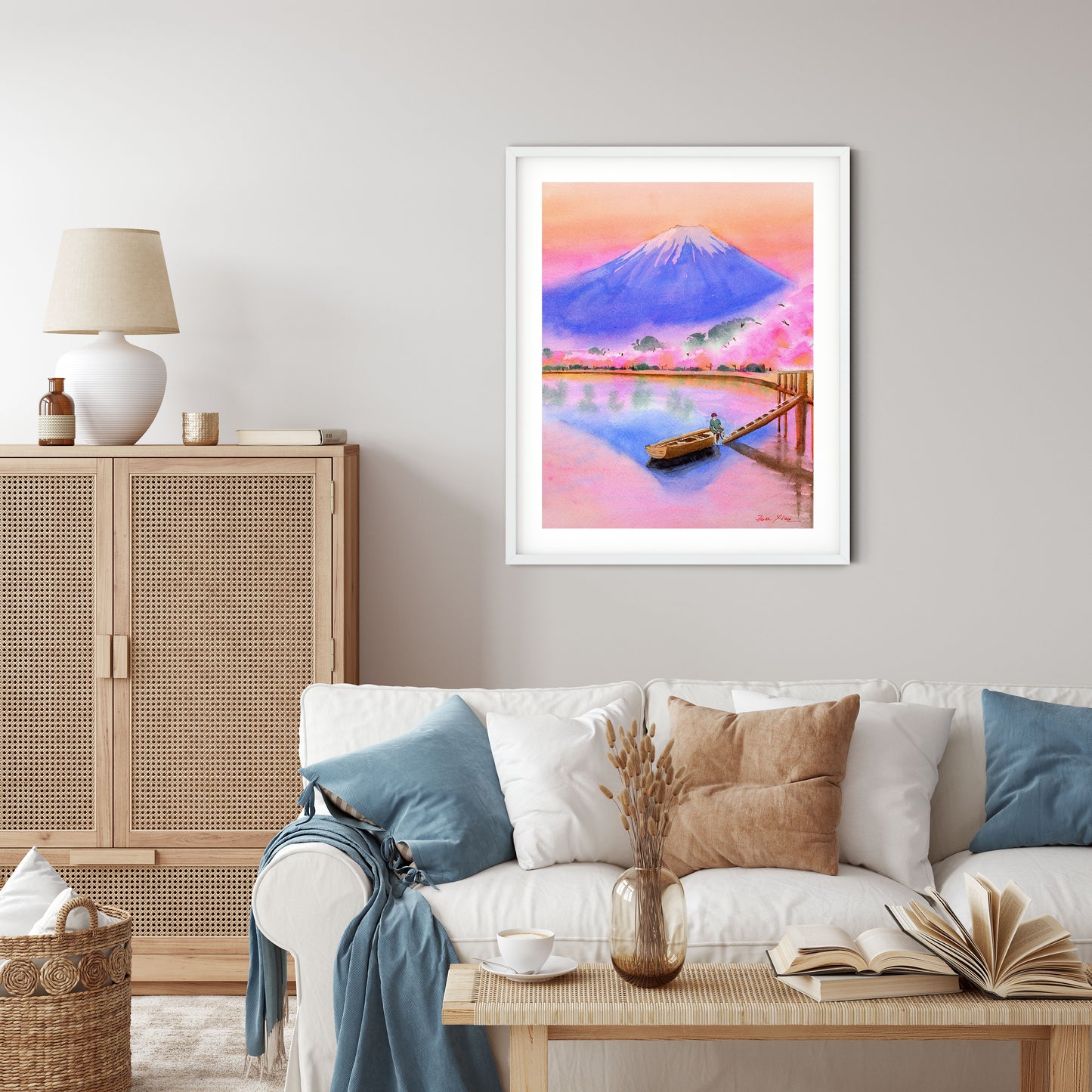 modern Japanese art print mount fuji