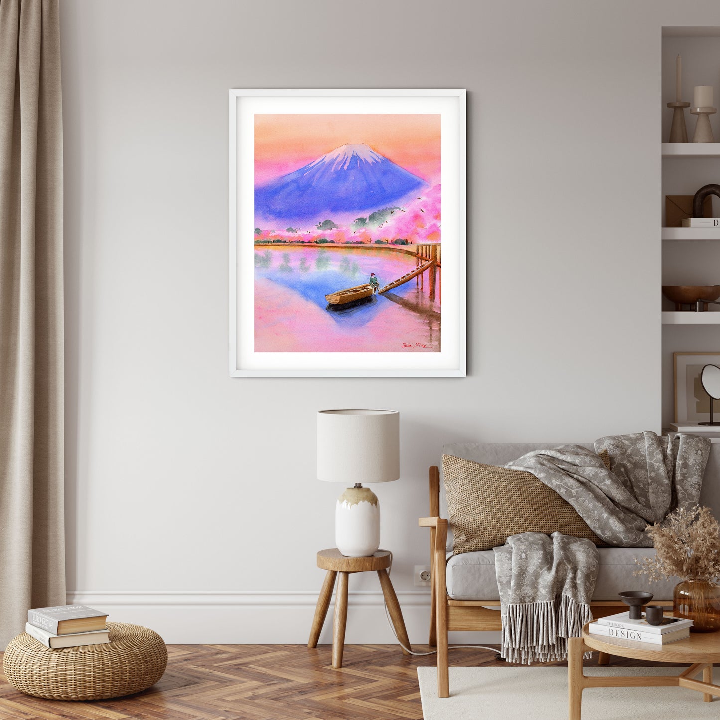 modern Japanese art print mount fuji