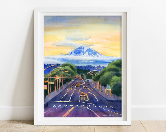 Seattle art print mount rainier art