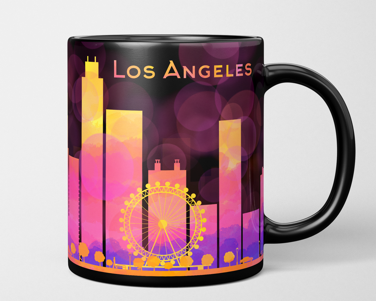 Los Angeles Skyline black coffee mug