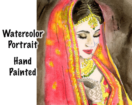 Custom Portrait Watercolor Painting Hand Painted