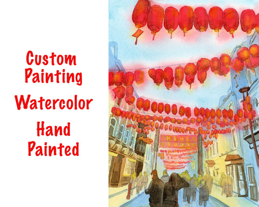 custom watercolor painting hand painted