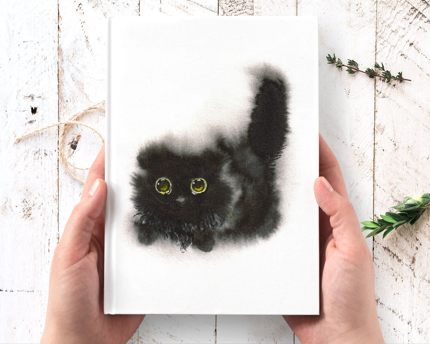 black cat art hardcover journal notebook lined